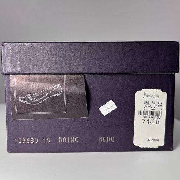 Vintage Prada Daino Black Loafers with White Stitching Women 7.5 Made in Italy - Picture 10 of 11